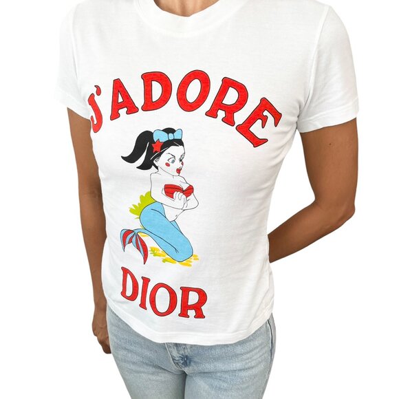 Christian Dior Vintage 2002 J'ADORE Cartoon Mermaid T-shirt Top #38 [106414] - Picture 2 of 11